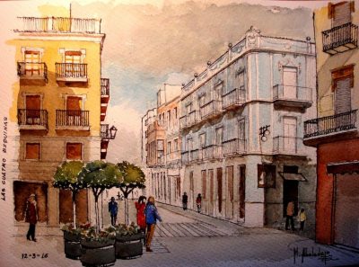 Acuarela Las cuatro esquinas