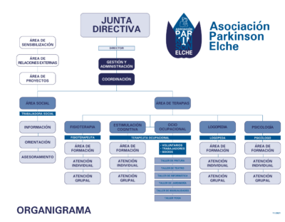 Imagen del Organigrama de la Asociación Parkinson Elche