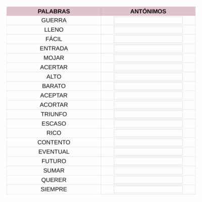 Pensar antónimos