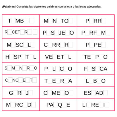 COMPLETAR PALABRAS 2