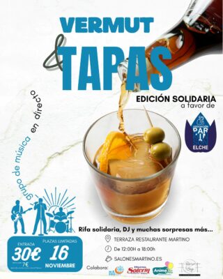Imagen del Cartel - Vermut & Tapas solidario en Elche a favor de Párkinson Elche