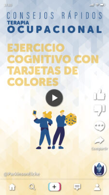 Ejercicio cognitivo con tarjetas de colores para párkinson
